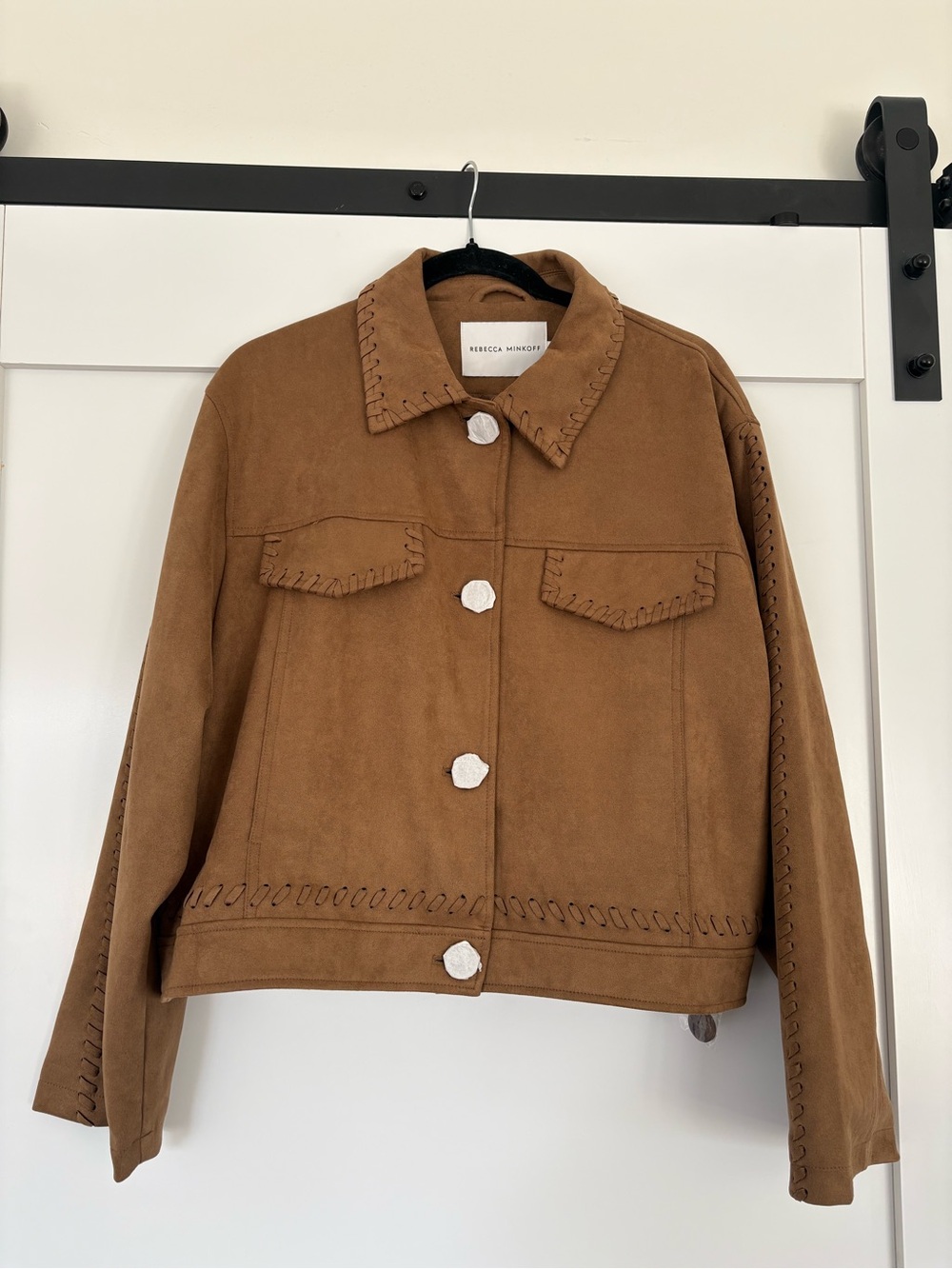 Rebecca Minkoff Caramel Brown Suede Button-Front Jacket